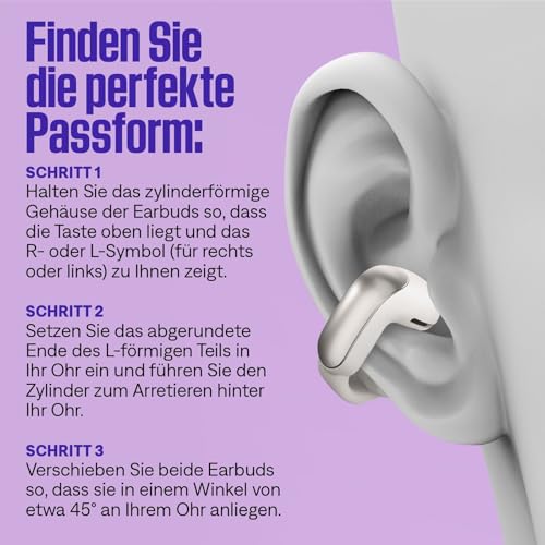 Bose Ultra Open Earbuds mit Bluetooth und OpenAudio Technologie, Clip On Kopfhörer, kabellose Open Ear Earbuds, immersive Audio, bis zu 48 Stunden Akkulaufzeit, Mondlichtgrau - Limited Edition