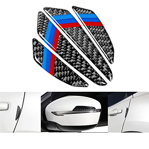 Image of Anti-Scratch Protector Trim ,Carbon Fiber Emblem Door Open Rearview mirror Shell Protector Side Mark Stickers Decals Badge Labeling Sports Decoration Lossless Installtion Accessories 4 Packs Tricolor