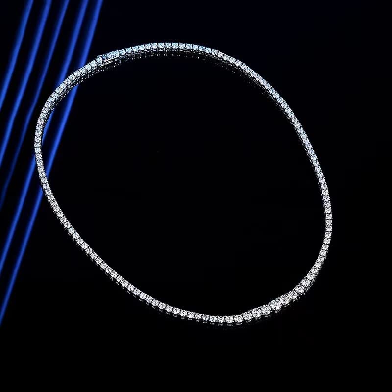 Naszyjnik moissanite w kolorze d. Srebro próby 925 dla kobiet, biżuteria z ogniwami łańcuszka