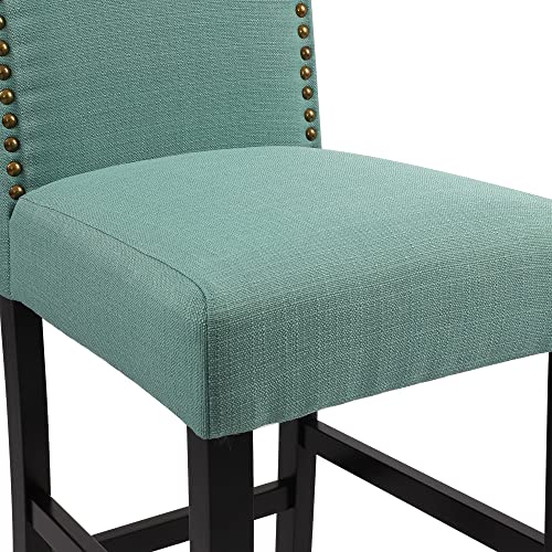 Lssbought 30 Inches Barstools, Set Of 2 Classic Fabric Bar Chairs With Solid Wood Legs,For Kitchen Dining Room Side Chairs(Laguna) #TOP5
