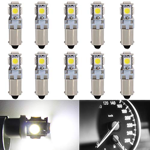 10pcs Bombillas de coche Canbus BA9S, T4W T11 H6W Bombillas LED 5 SMD 5050 12V 6000K 150Lm Luces de puerta de coche Luz de cuña Luz de placa de número de cola interior lateral