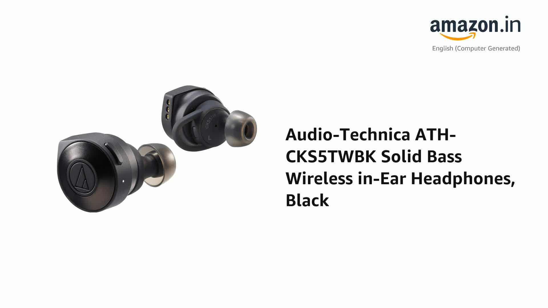 Audio-Technica ATH-CKS5TWBK Solid Bass Wireless in-Ear Headphones