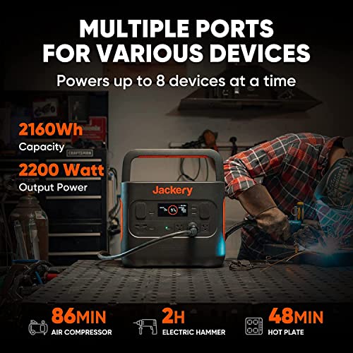 Jackery Explorer 2000 PRO Portable Power Station, 2160Wh Capacity with 3x120V/2200W AC Outlets, Solar Mobile Lithium Battery Pack for Outdoor RV Camping Emergency (Renewed) - Image 5