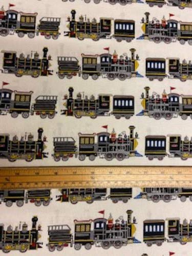 SevenberryFat Quarter Trains On White 100% Cotton Quilting Fabric