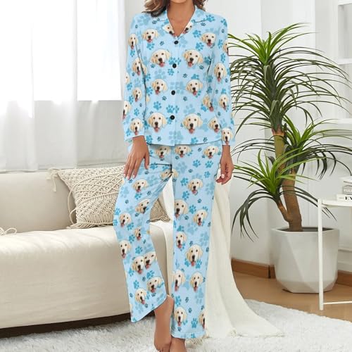 D-Story Personalized Pajamas with 1-8 Faces for Women Men, Custom Christmas Pjs, Pajamas Gifts For Family,Cat Mom,Dog Mom3