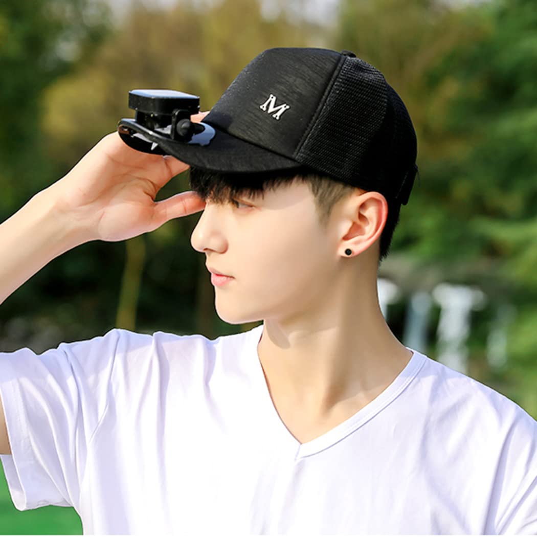 BOTOWI Gorra de béisbol unisex con ventilador solar, protección UV de verano para mujeres/hombres, sombreros de pesca para correr, alimentación solar/carga USB