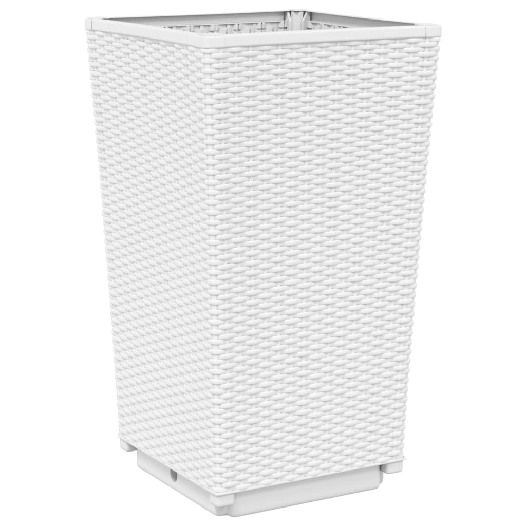 Donice ogrodowe 2 szt biale 32,5x32,5x57 cm PP duze pojemniki na kwiaty taras balkon rattanowy styl eleganckie
