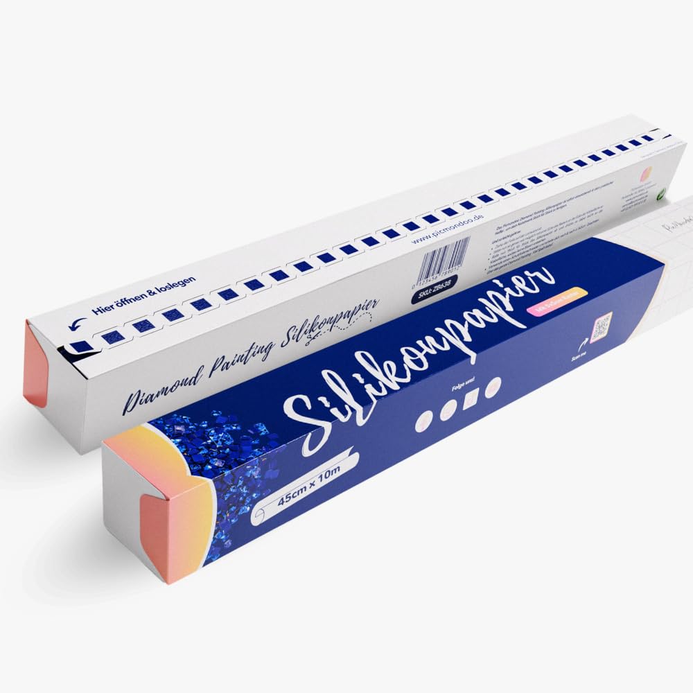 Picmondoo Diamond Art Release Paper Roll | Double-Sided Non-Stick Silicone Cover Sheet | Cut to Any Size for Any Canvas | 5x5 cm Grid | 45 cm x 10 m (45.000 cm²) | Diamond Painting Accessories