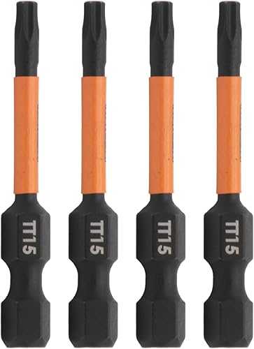 TORX T15 - Brocas de seguridad Railer T15 TORX de seguridad de 2 pulgadas, vástago hexagonal de 14 de pulgada S2 de acero resistente a TORX T15 - Brocas de seguridad Railer T15 TORX de seguridad de 2 pulgadas, vástago hexagonal de 14 de pulgada S2 de acero resistente a