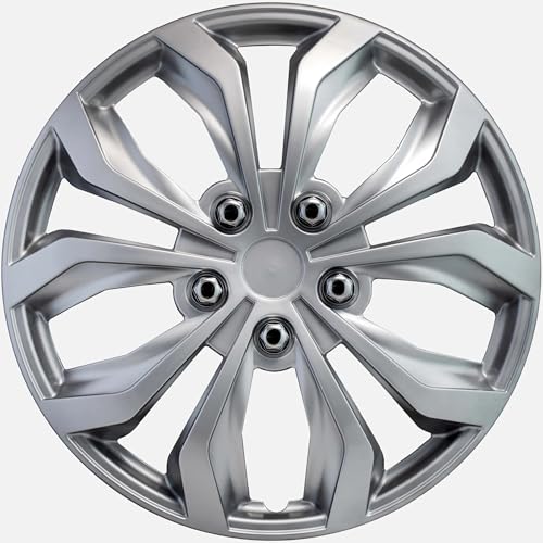 Image of LYDS Spyder S Silver Universal 17 inch Premium ABS Hubcap Wheel Cover Replacement Set of 4 - FWC-17S-S