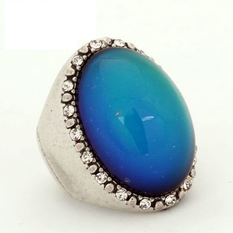 LOKILOKI 2 Uds Anillos De Estado De Ánimo Que Cambian De Color Chapados En Plata Antigua Que Cambian La Temperatura del Color Conjunto De Anillos De Sensación De Emoción para Mujeres/Hombres