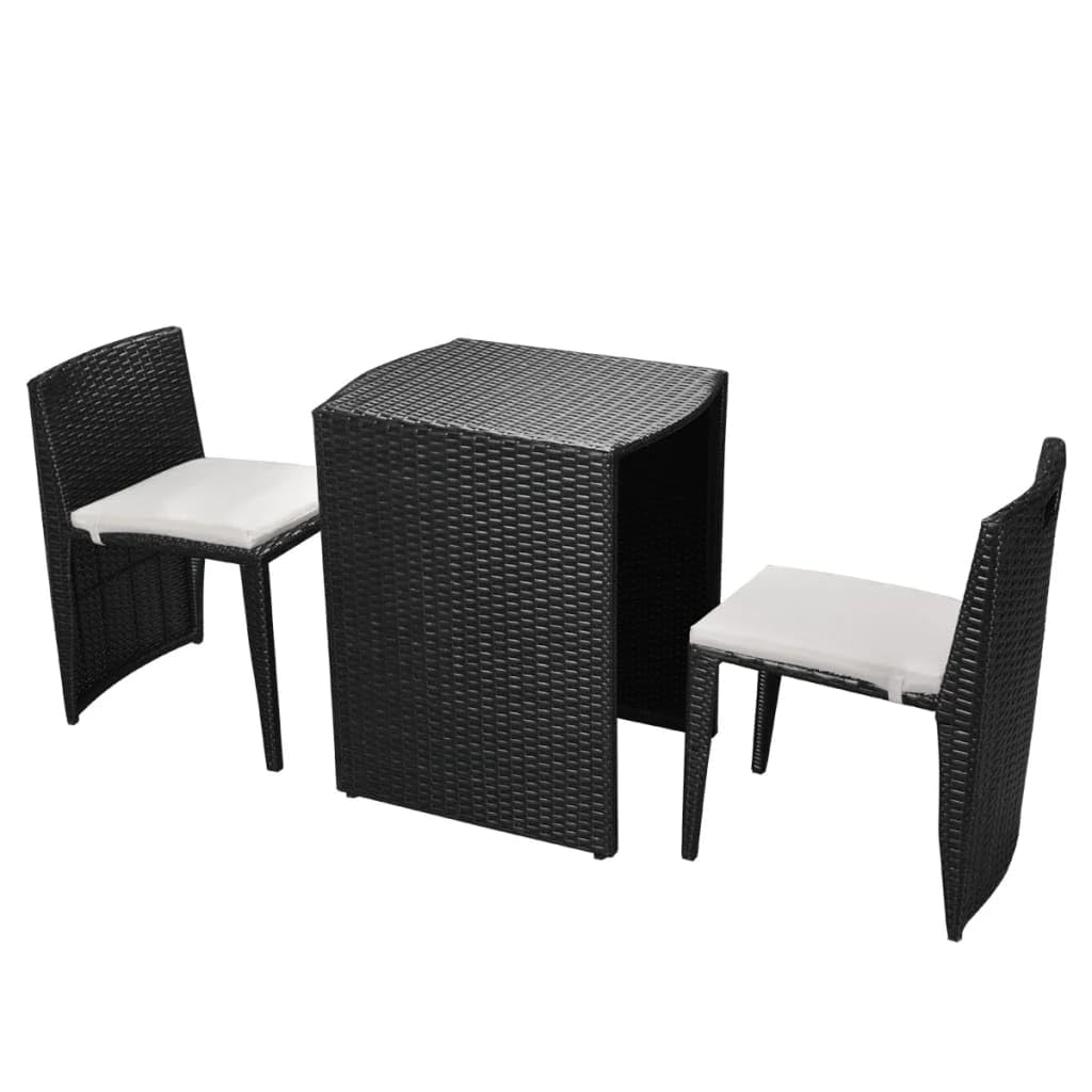 vidaXL Juego de Comedor de Jardín 5 Piezas Muebles de Exterior Mesa y Sillas Mobiliario de Patio Exterior Terraza de Poli Ratán Sintético Negro