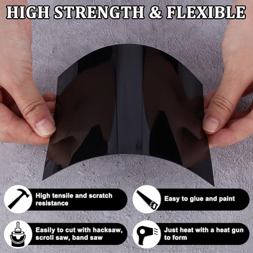 Image of OLYCRAFT 12 Sheets Black ABS Plastic Sheet 5.9x3.9 Inch ABS Plastic Panel 0.5mm Thick Hard Plastic Sheet Polystyrene Flexible Plastic Board Sheet for Building Model Material Supplies