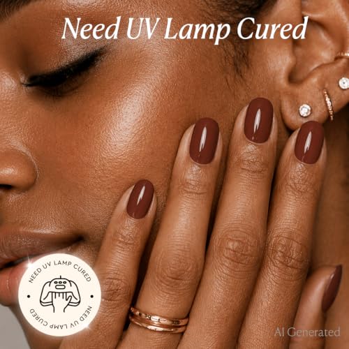 Image of AZUREBEAUTY 18ML Brown Fall Gel Nail Polish | Pure Coffe Brown Fall Soak Off UV /LED Gel Polish for French Tips, High Gloss Solid Brown Nail Art Gel for DIY Manicure Salon