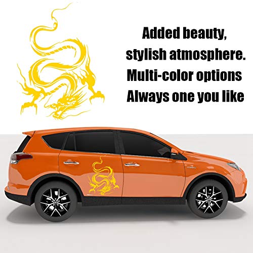 Dragon Graphic Car Hood Sticker Self-Adhesive Vinyl Graphics Decals 19.69'' X 14.57'', Yellow #TOP2