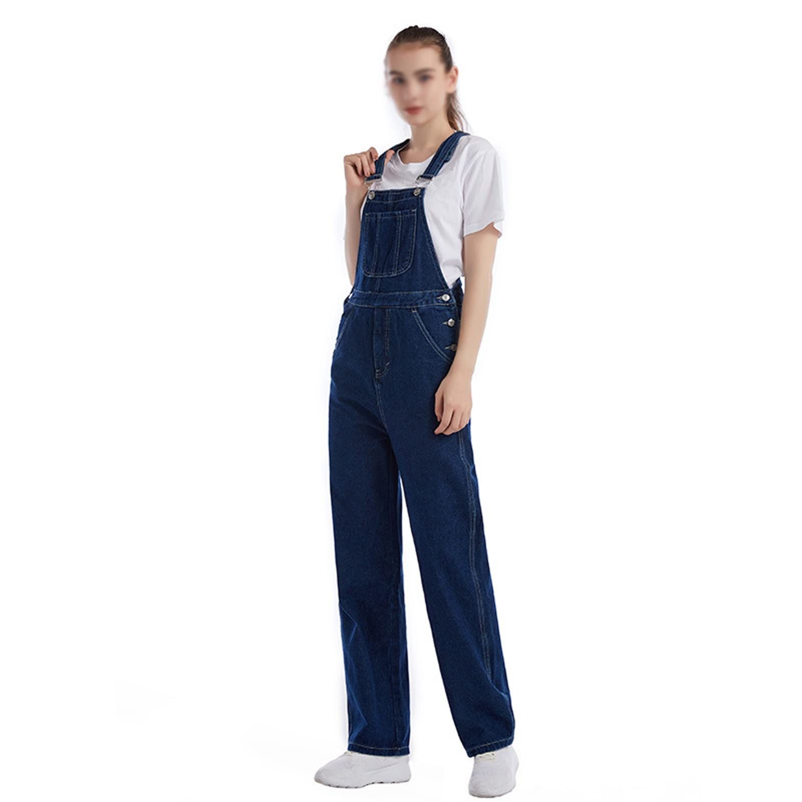 Salopette Jean Femme Bretelles Réglables – Salopette Large Denim Décontractée Avec Poches, Look Tendance Été Et Casual