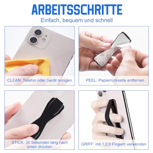 3 Stück Premium Smartphone Fingerhalter Handy Halter, Einhandbedienung Handy Halter Fingerhalter Griff Halter, Selfie Handy Halter Selbstklebender Handy Griff