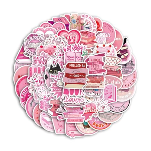 COYUN 60 Pièces Autocollants en Vinyle pour Ordinateur Portable Kindle, Autocollants Roses pour Livres pour Kindle, Stickers Aesthetic,...