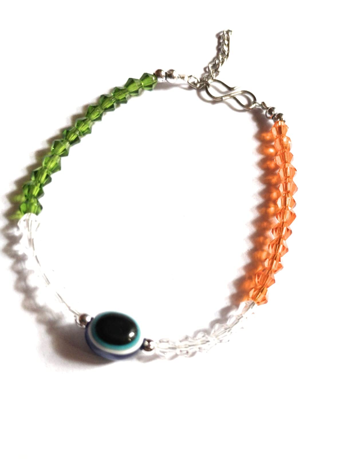 Jyokrish White Metal Silver Glossy Tricolor beads Evil Eye Chain Bracelet for women| girls | Pack of 1| Nazariya| Lucky Charms | Nazarbattu (B0C25JRCTZ) Amazon Price History, Amazon Price Tracker