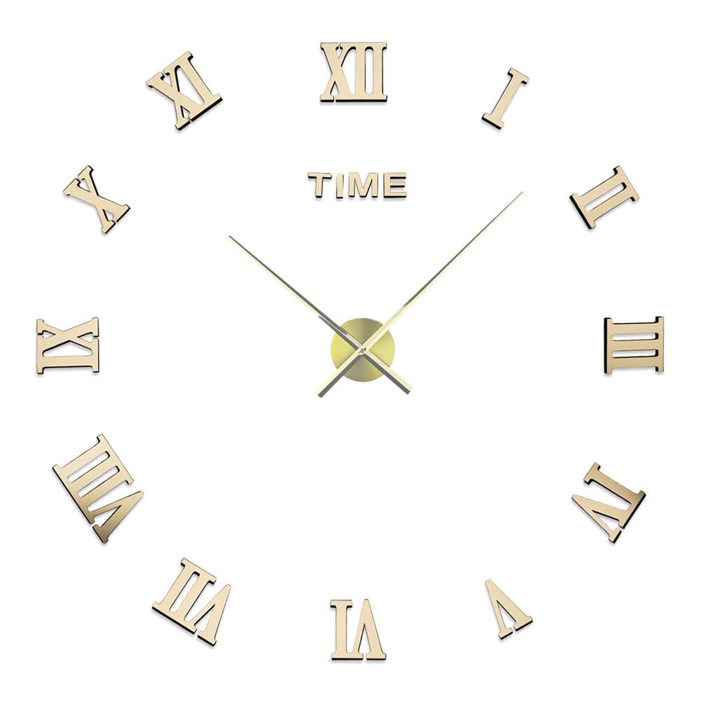 Uposao Moderno reloj de pared grande DIY 3D espejo pegatinas reloj de pared reloj de pared sin marco reloj moderno números romanos reloj de pared decoración extraíble para sala de estar oficina en