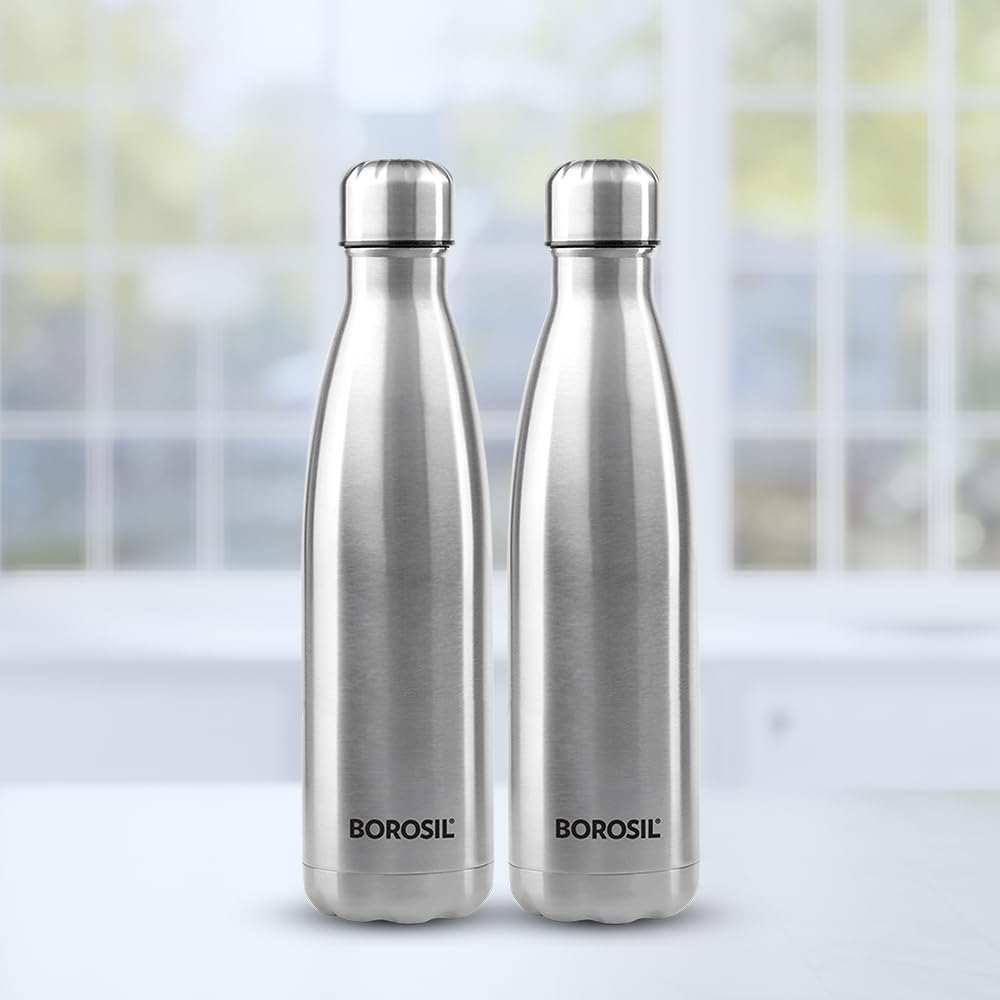 Borosil Hydra Bolt Stainless Steel 1000 ml Water Bottle | Single Wall, Leakproof, BPA Free| Bottle for Office, School, College & Gym | Silver (Pack of 2) (B0D22CYC6R) Amazon Price History, Amazon Price Tracker