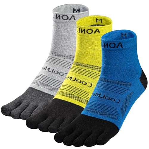 Toe Socks Cool-max Running Socks for Men Women 3 Pairs Athletic Breathable Five Finger Socks