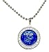 St. Christopher Surf Necklace, Large Pendant, Royal Blue with White Rim, 23 Inch Ball Chain