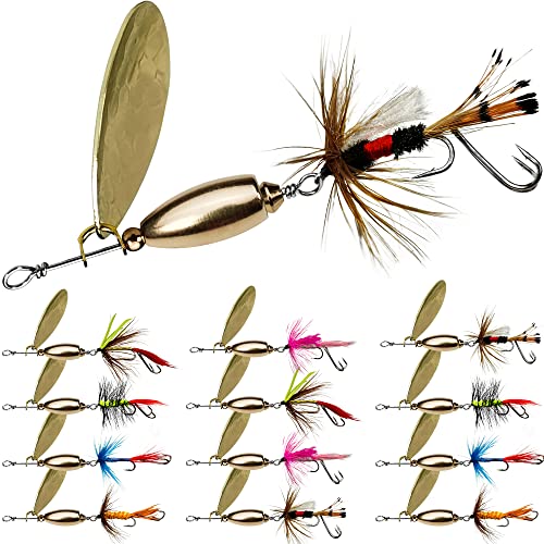 VMSIXVM Trout Lures Fishing Spinnerbaits, Rooster Bait Tail Hard Metal