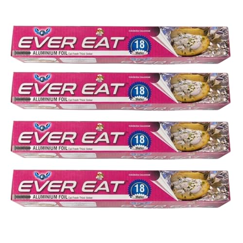 Image of Aluminium Foil Roll | Food Grade Kitchen Wrap and Durable Heat Retention Sheet | Tear Resistant Easy Cut | Strong Flexible Silver Wrap Paper (18 Meter (Pack of 4))