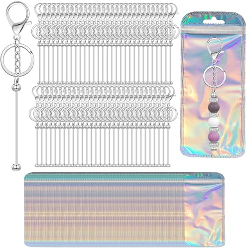 Image of Beadable Keychain Bars Bulk Blank Creative Cute Keychains Bar for Beads Purse Keychains for Women Man