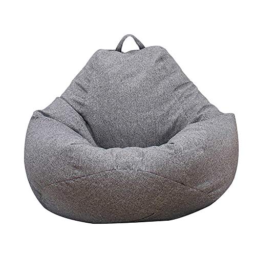 Keyohome Puff Funda XL de Bean Bag Puff Sofá Cubierta Sillas Sin Relleno con Tres Bolsillos en el Lateral 100x120cm Nueva Versión Mejorada (Gris)