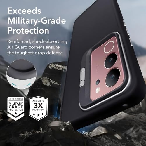 Image of A rtistque Silicone Back Cover Case for Vivo V29 / V29 Pro 5G with Camera Stand | Shockproof TPU | Stylish Protective Design | Slim Fit | Ultra Matte |Vivo V29 / V29 Pro 5G Back Cover - Black