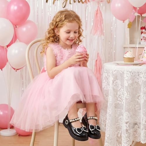 Image of Girls Mary Janes Shoes Toddler Dress Shoe School Uniform Oxford Flats | Elegance Comfort Cute Sweet Functional Sturdy Fit Widen Soft cushioned Non-slip Party Wedding Christmas Easter Gifts