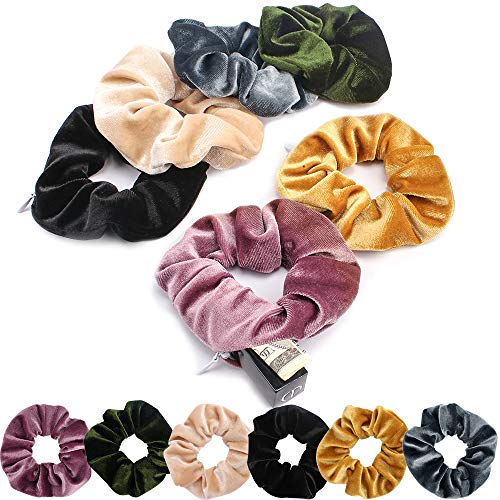 AOPRIE 6Pieces Scrunchies for Hair with Zipper Velvet Scrunchies for Hair with Pocket Hidden Zipper Elastics Scrunchies Scrunchies for Women Hair Accessories Hair Ties, 6 Colors