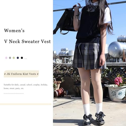 Zuevi Women'S Sweater Vest Classic V Neck Uniform Pullover Knitwear Tops Sleeveless Knitted Sweaters Vests thumb #2