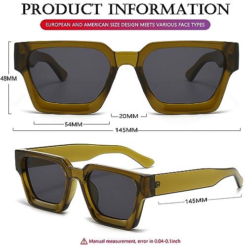Image of AIEYEZO Square Sunglasses for Women Men Square Thick Frame Sun Glasses Simple Designer Style Shades