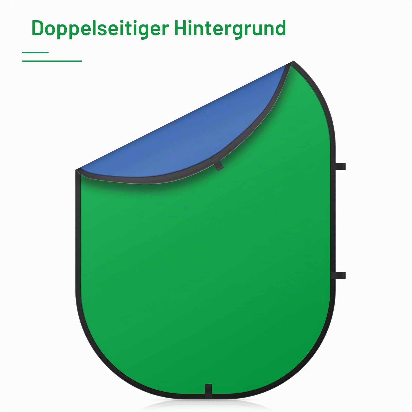 2 in 1 Greenscreen Blauer Fotohintergrund 1x1,5M Doppelseitiger Chromakey Fotografie Screen Pop Up Faltbarer Backdrop mit Tragetasche für Video Fotostudio Live Streaming