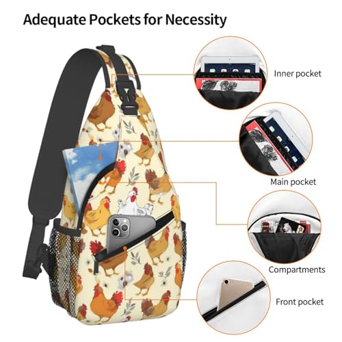 Morrales tipo Sling con estampado de gallinas, mochila para viaje y senderismo miniatura 4