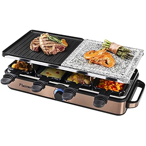 Bestron 2-in-1 Raclette-Partygrill: elektrisches Raclette Cover