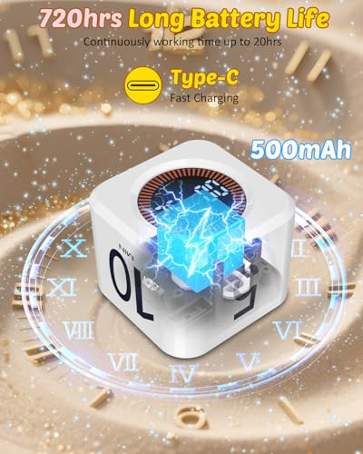 Image of Digital Pomodoro Timer Cube 5 /10 /25 /50min, Visual Productivity Flip Timer for Kids Classroom Desk, Custom Countdown, Silent and Sound Mode for ADHD Study Work Game Kitchen (White)