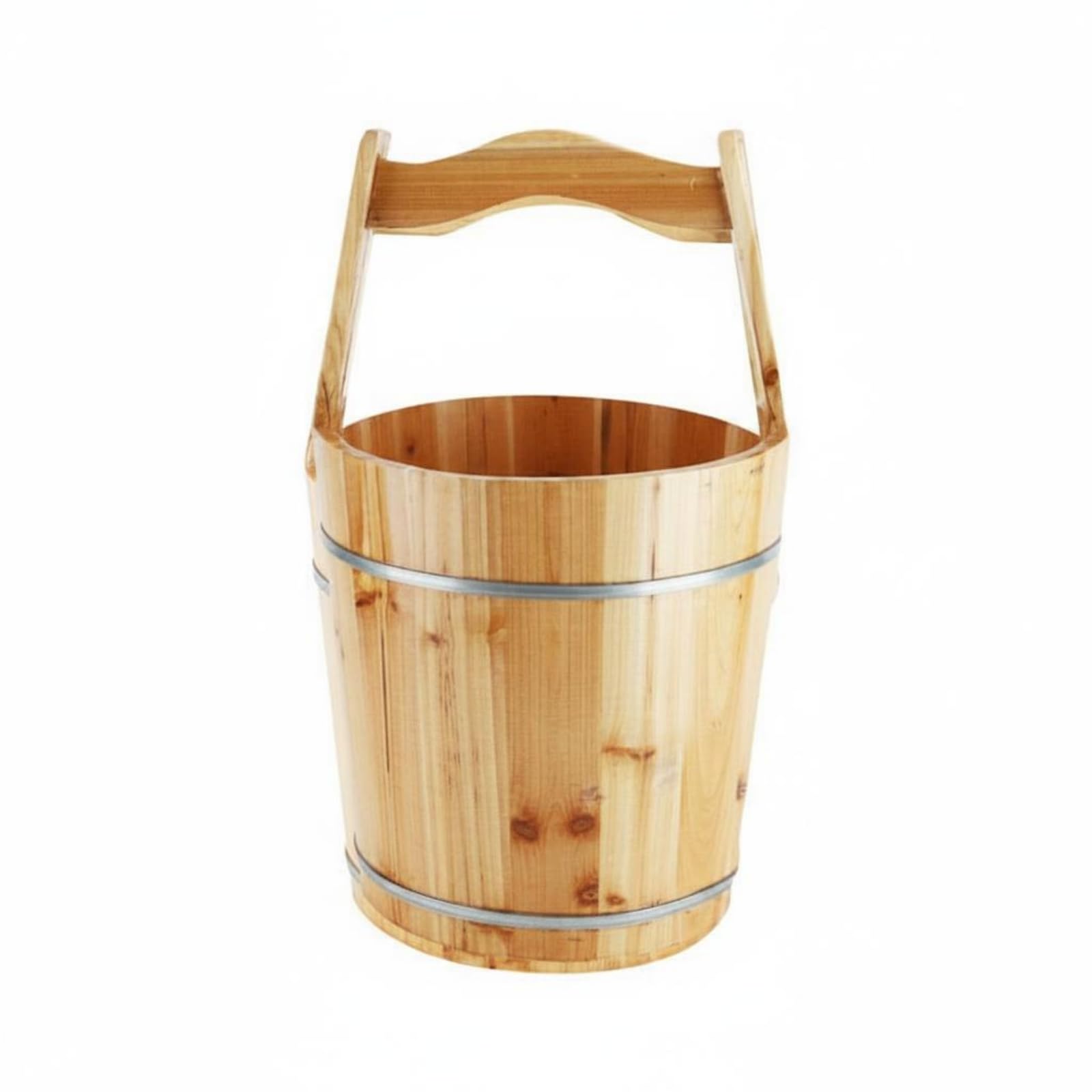Generic Vasca da Bagno per Piedi in Legno Secchio da Sauna Contenitore da Acqua Manico Solido Materiale Legno di Abete Robusto Adatta per Sauna Casa Relax Benessere, Grande Capacità 24 Libbre