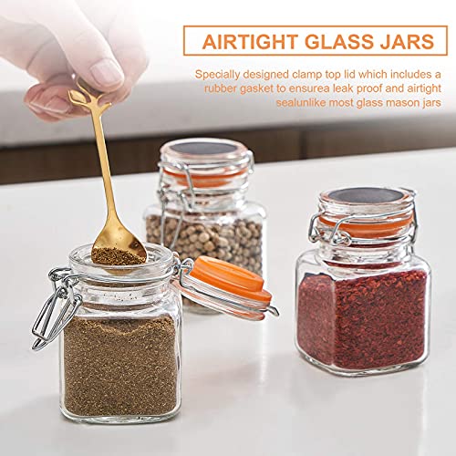 Homelike Style 3.4 Oz Small Glass Spice Jars, Empty Mini Square Glass Spice Bottles With Airtight Flip Top Lids, Chalkboard Labels And Collapsible Funnel For Home And Kitchen-24 Pack #TOP2