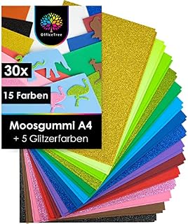 OfficeTree Rękodzieło A4 2 mm - kolorowe - guma piankowa do majsterkowania - pianka do majsterkowania - guma piankowa A4 do majsterkowania