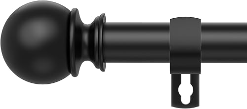 Barras de cortina negras para ventanas de 28 a 48 pulgadas, barra de cortina de acero inoxidable ajustable de 58 de pulgada de diámetro de alta