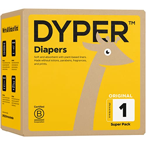 Image of DYPER Unisex Baby Diapers Size 1 | Viscose from Bamboo | Hypoallergenic, Unscented, Plant-Based | 80 Count