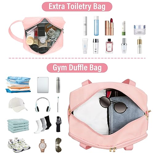 Sports Gym Bag for Women, Travel Duffle Bag with Shoe Compartment3