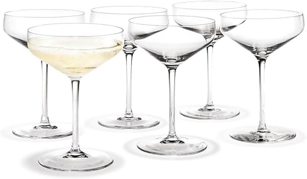 Holmegaard Perfection Cocktail Glass, Clear, 6.5" H x 4.8" D, 12.8 oz, Set of 6, Designed by Tom Nybroe, Gift Box Included