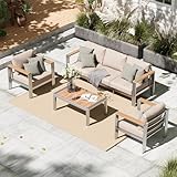 Oasbira Aluminum Outdoor Patio Furniture Set with Coffee Table, 4 Piece Patio...