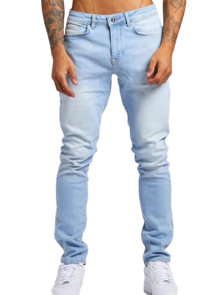 Jeans Homme Pantalons en Denim à Trou Droit Jeans Trou Cassé Pantalons avec Fermeture Éclair Jean Hip Hop Bassin Jeans Homme Pantalons de Sport Jeans Trou Cassé