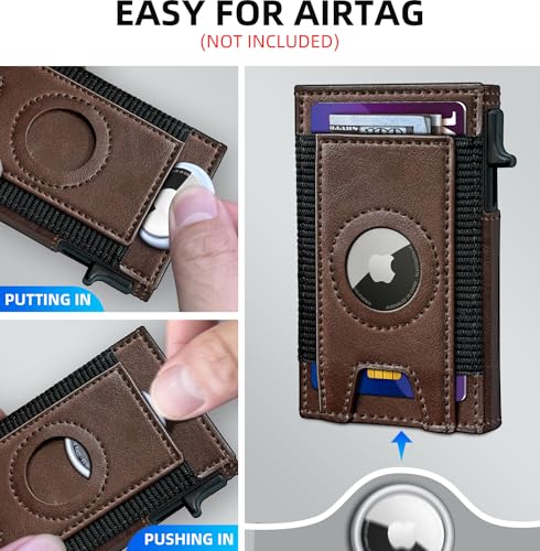 Airtag Wallet for Men, Slim Pop Up Credit Card Holder RFID Blocking Mens Minimalist wallet for 7-9 Cards ID Window, with Gift Box4